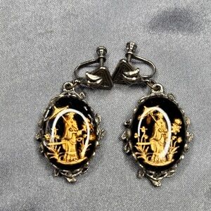 Elegant Gold and Black Clip-On Earrings